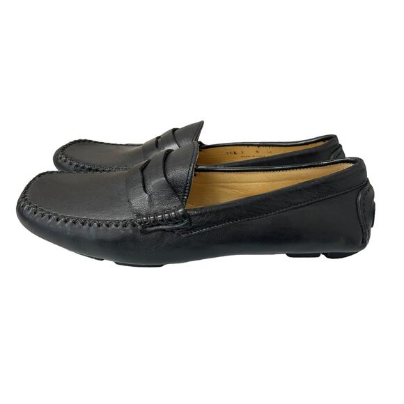 Folio New York Black Leather Slip On Driving Loafers Mens 8 - Picture 7 of 9